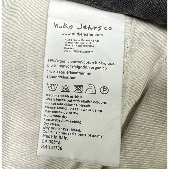 Nudie Jeans Co. Men's 32x34 (Act 32x33) Lean Dean Slim‎ Black Made in Italy - Picture 7 of 7